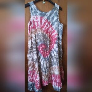 Ornella Paris linen dress tie dye women's dress multicolored size XL